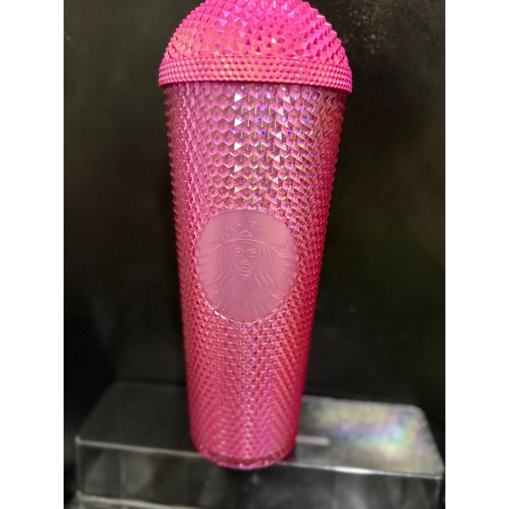 Starbucks 2025 Cold Cup Tumbler Iridescent Pink‎ Domed Studded 24oz Venti